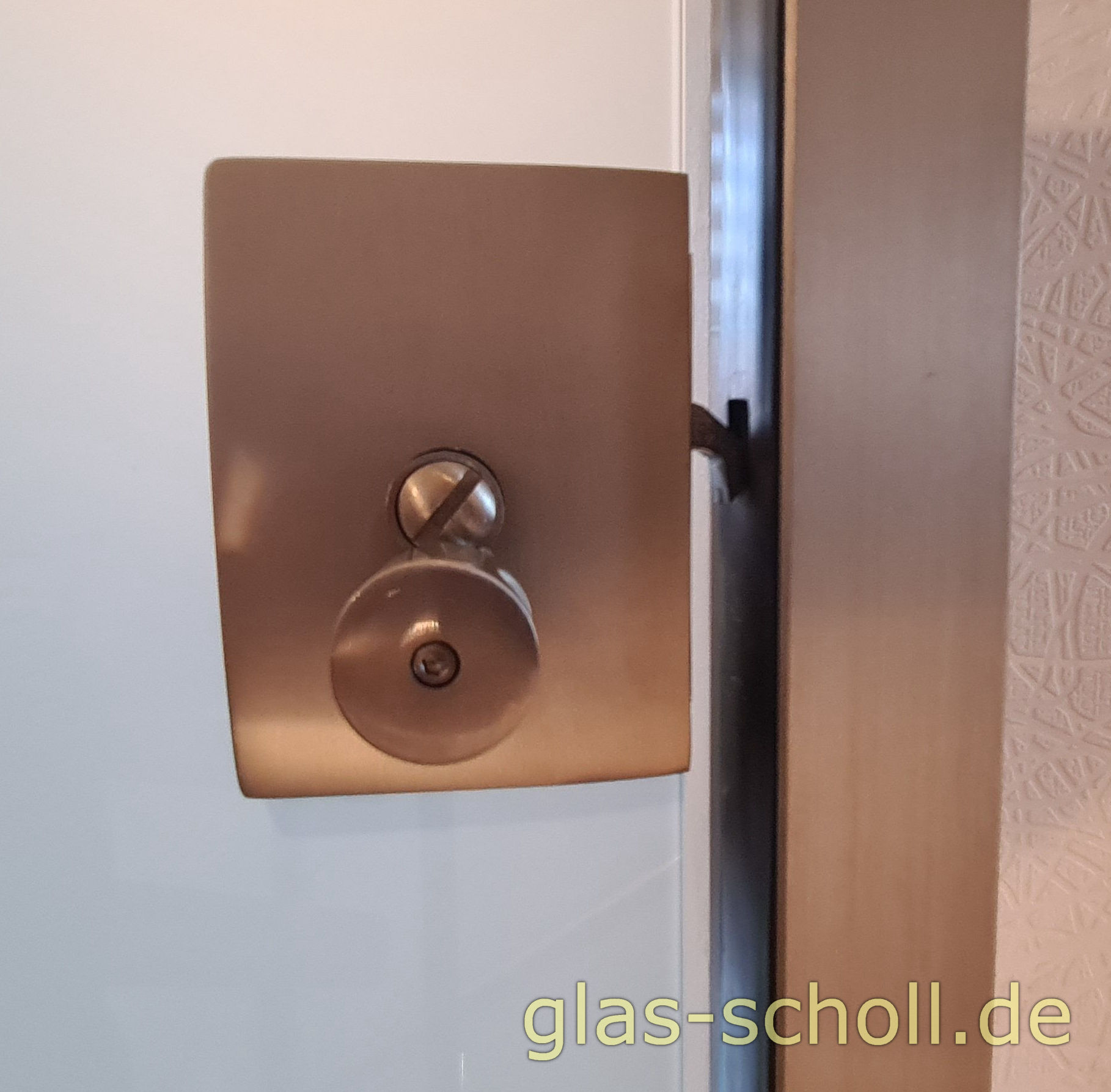 mechanisch verschließbare Schiebetür vor WC- oder Badezimmerbereich von www.glas-scholl.de